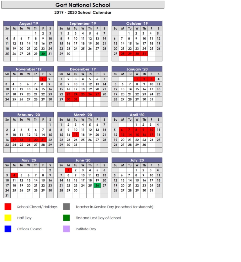 School Calendar - Gort National School