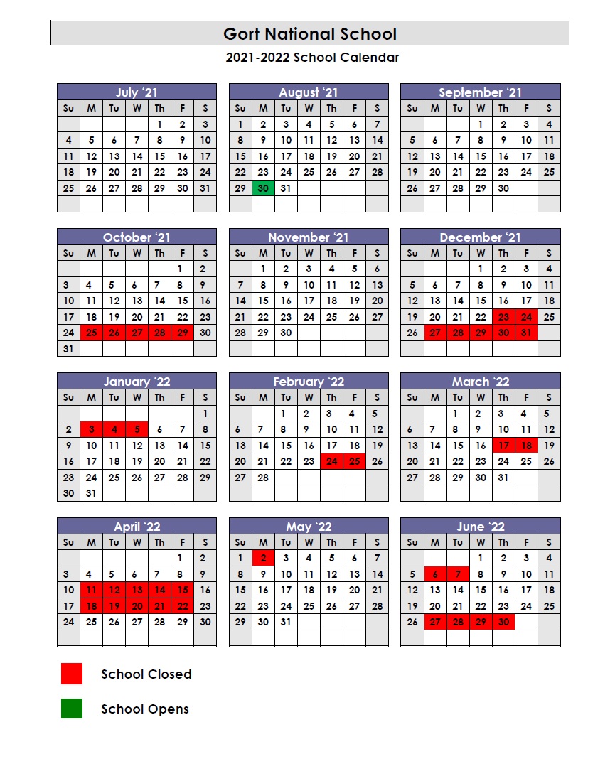 School Calendar - Gort National School